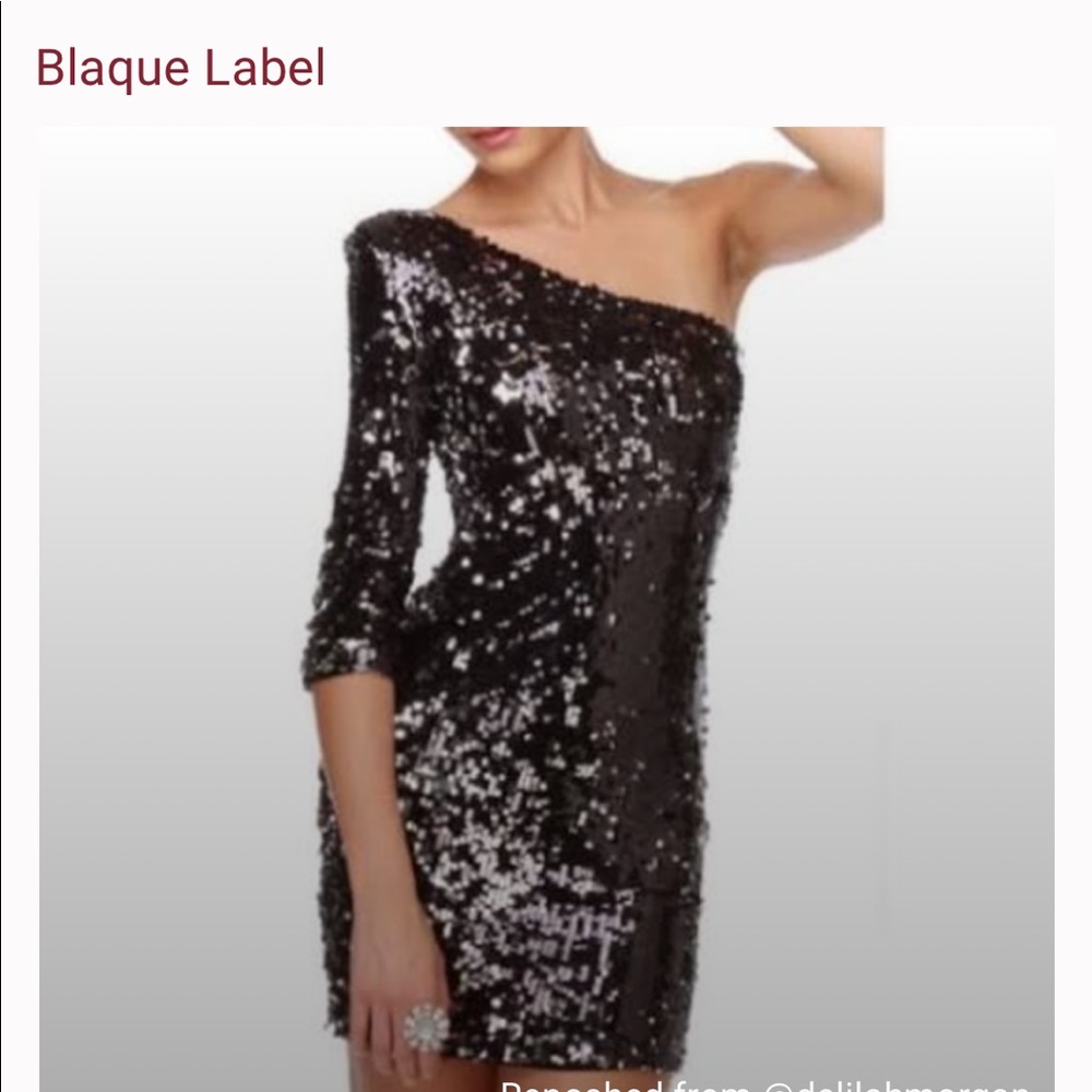 Blaque Label One Shoulder Black Sequin Dress